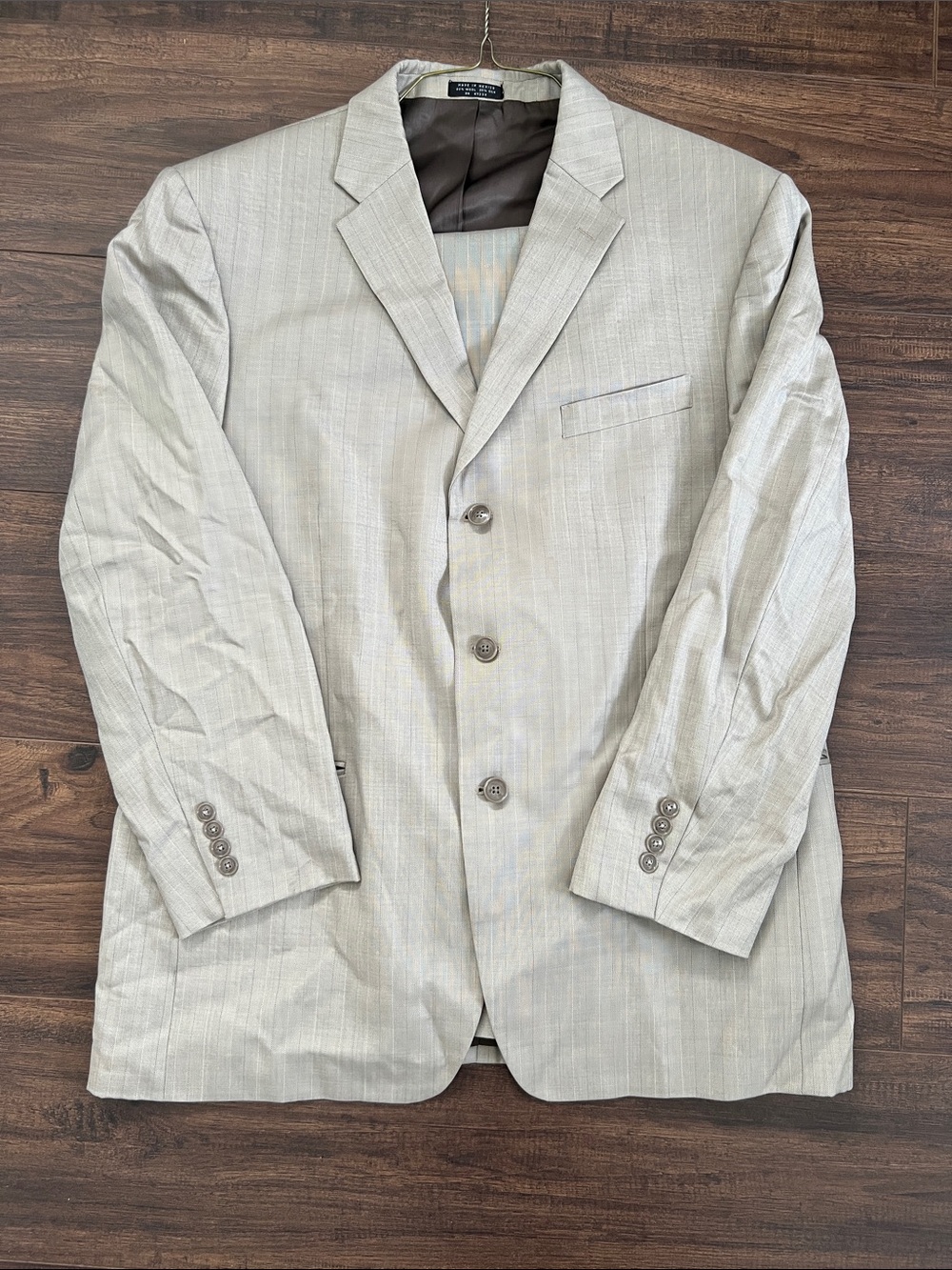 Jones New York Men's Light Gray Pinstripe Suits - 80% wool 20% silk